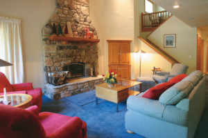 Living room with a fireplace
